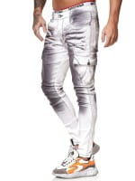 OneRedox Designer Herren Jeans Cargohose Regular Skinny Fit Jeanshose Destroyed Stretch Modell 8020