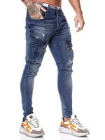 OneRedox Designer Herren Jeans Cargohose Regular Skinny Fit Jeanshose Destroyed Stretch Modell 8029