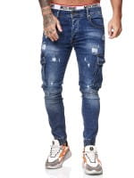 OneRedox Designer Herren Jeans Cargohose Regular Skinny Fit Jeanshose Destroyed Stretch Modell 8013
