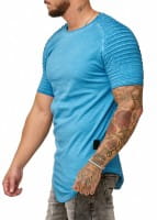 OneRedox Hommes Chemise à capuche à manches longues Chemise à manches courtes Sweatshirt manches courtes T-Shirt 9052 Bleu