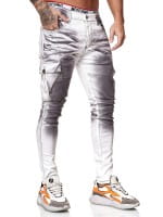 OneRedox Designer Herren Jeans Cargohose Regular Skinny Fit Jeanshose Destroyed Stretch Modell 8020