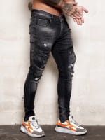 Designer Herren Jeans Cargohose Regular Skinny Fit Jeanshose Destroyed Stretch Modell 8027
