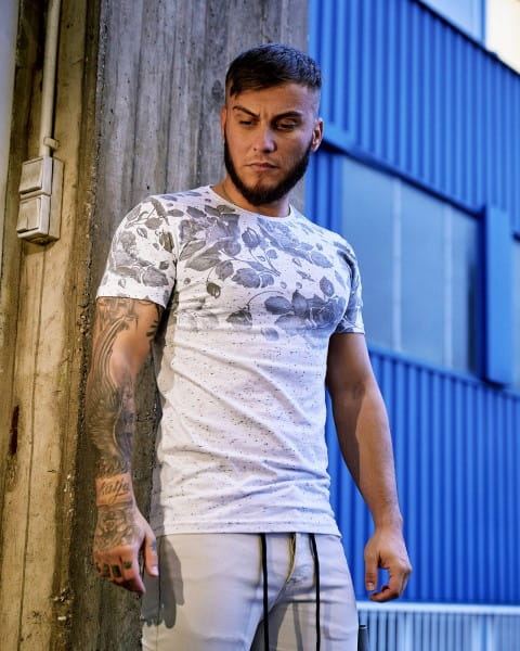 T-shirt pour homme manches courtes encolure large Tee-shirt oversize modèle 1468