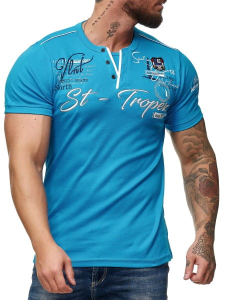Herren T-Shirt Poloshirt Shirt Kurzarm Printshirt Polo Kurzarm 3485C