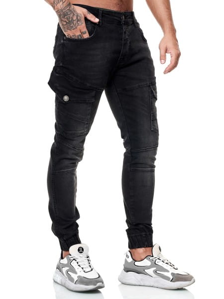 Designer Herren Jeans Cargohose Regular Skinny Fit Jeanshose Destroyed Stretch Modell 8037